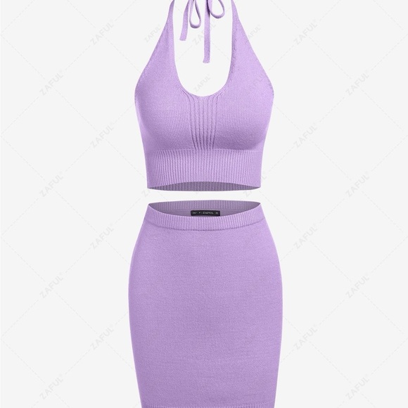 ⚡️2/$25⚡️ Purple Halter Top and Mini Skirt Matching Set | Vacation Resort Party - Picture 3 of 17